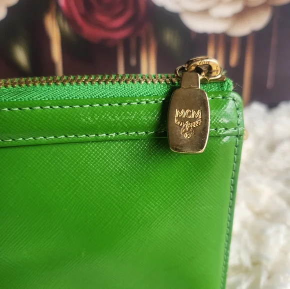 MCM Vibrant Emerald Green Mini Bag with Gold Accents - Picture 3 of 9